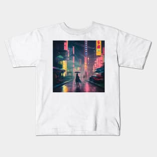 Neo Tokyo - A Lonely Man - Night Lights Kids T-Shirt